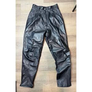 Vintage 80s 90s Toffs High Waisted 100% Genuine Leather Pants – Size 8